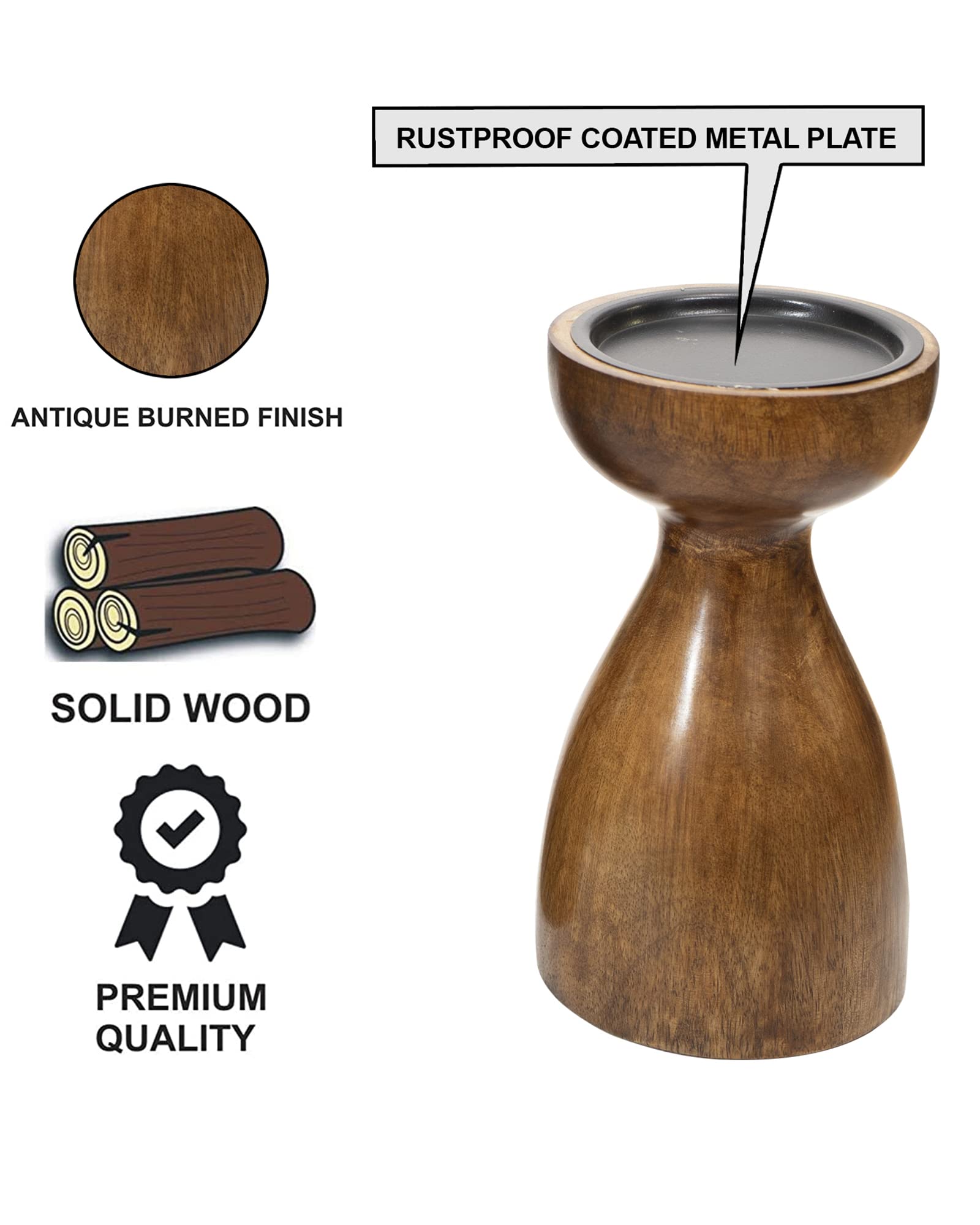 Homesake Wooden Candle Stand Set - Rustic Home Decor -8 Homesake Wooden Candle Stand Set - Rustic Home Decor -8