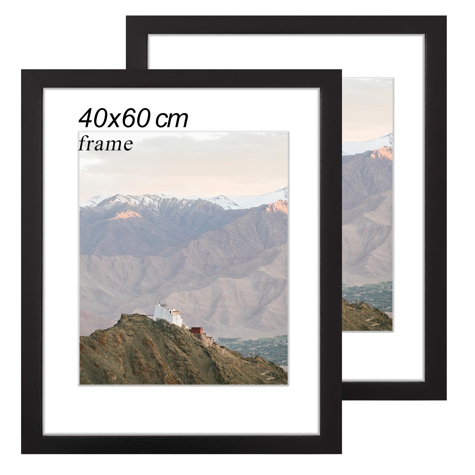 RUN HELIX 40x60 Frame (2 Set), Black Wooden Photo Frame with Liner Paper, Suitable for 40x60 Photo Frame, Horizontal & Vertical Mounting, Displaying Photos, Posters and Certificates