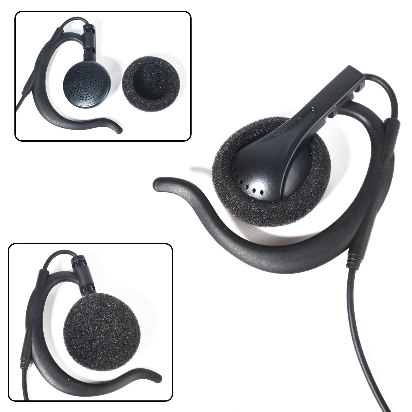 TWAYRDIO ケンウッド対応 インカム イヤホン 2.5mm 耳かけ式 オープンエアー型 片耳 カールコード アイコム/ヤエス/アルインコ用のタイピン式イヤホンマイクに適合 SP-28 EME-27 EME-46A 互換品 - 5