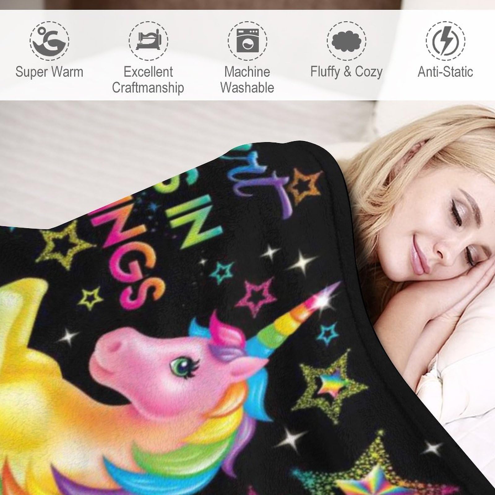 Weiche Unicorn-Decke Für Bett & Couch – 127 X 152 Cm, Aus Polyester-Mikrofaser