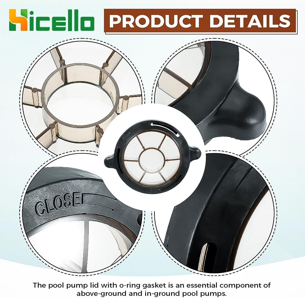 Upgrade Pool Pump Lid With O-Ring Gasket Compatible with Splapool Pureline Deluxe Pumps 0.75hp 1hp 1.5 hp Pool Pump Replacement for 647252772,72728,72729,72730,PO12728CR,AC81361,NEP2134,16578