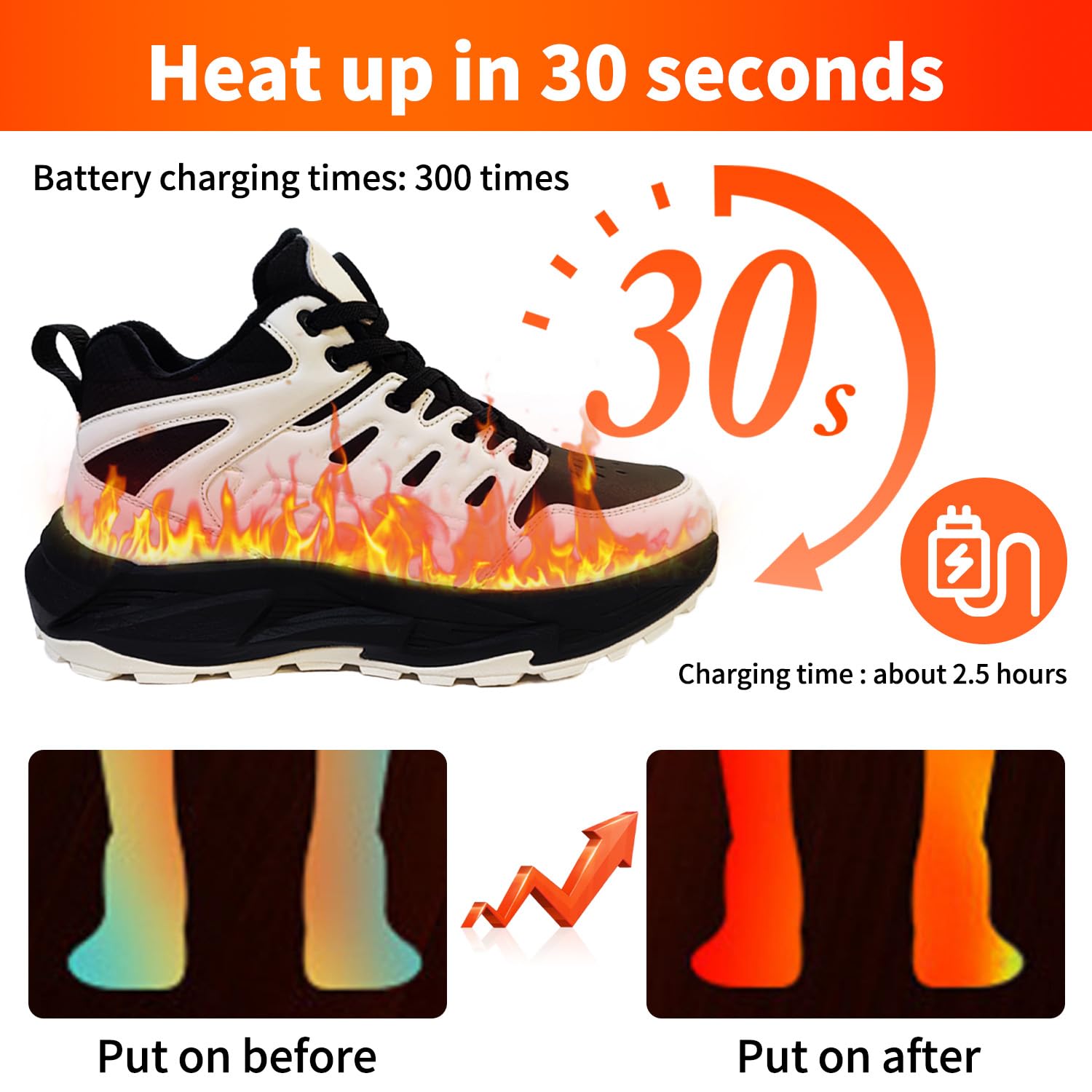 Chaussures de randonnée pour homme et femme - Chaussures d'hiver chaudes - Chaussures chauffantes rechargeables - Chaussures basses de trekking