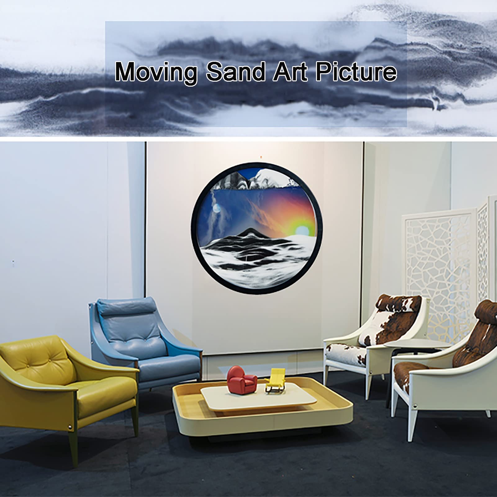 Sablier Fluide 3D Sandscape 7 - Décor Dynamique Avec Sable Coloré - Pour Bureau, Salon, Effet Relaxant