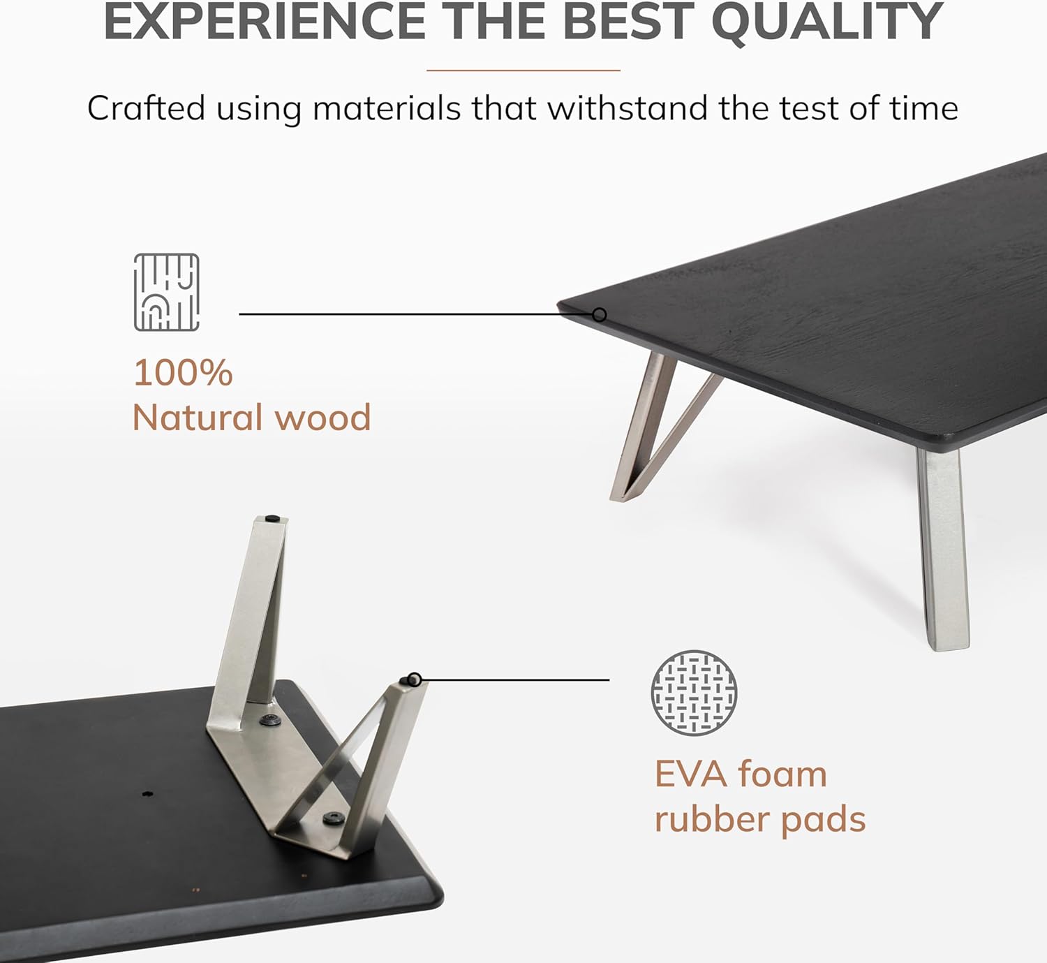 Anji Mountain Monitor Stand - Desktop Organizer & Laptop Riser, Ergonomic Monitor Riser, Space-Saving Monitor Stand for Desk, Durable Construction, Easy Assembly, Ideal for Home & Office,Black
