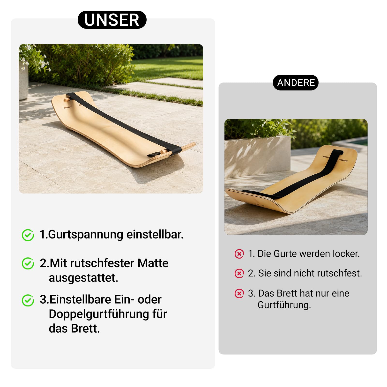 Balance-Board für Reha & Core-Training, für Kinder & Erwachsene, Yoga & Pilates geeignet.