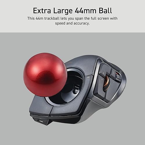 Miniatura 4 de ELECOM DEFT PRO - Mouse Trackball, inalámbrico, conexión Bluetooth de 3 tipos, diseño ergonómico, función de 8 botones, bola roja, Windows11, MacOS