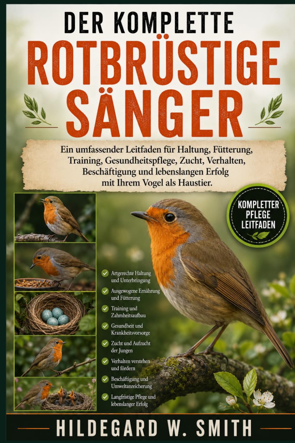 DER KOMPLETTE ROTBRÜSTIGE SÄNGER: Ein umfassender Leitfaden für Haltung, Fütterung, Training, Gesundheitspflege, Zucht, Verhalten, Beschäftigung und lebenslangen Erfolg mit Ihrem Vogel als Haustier.