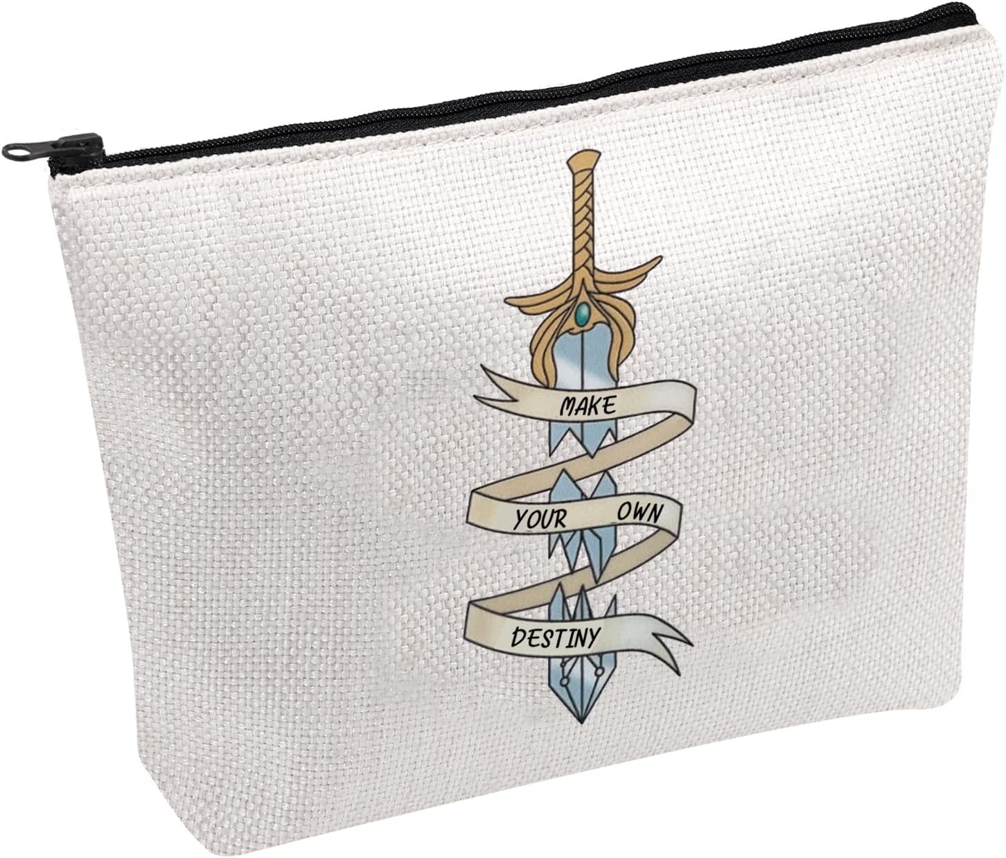 Destiny Inspired Gift Make Your Own Destiny Zipper Pouch Makeup Bag Destiny Fans Cosmetic Bag Video Gamer Player Gift (OWN Destiny UK), 米色, OWN DESTINY uk