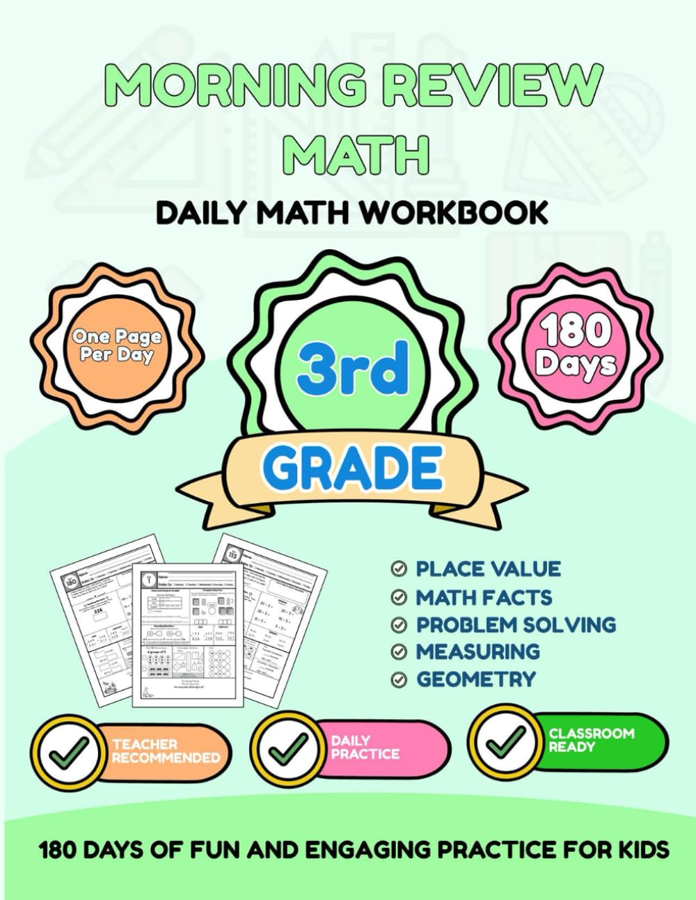 Morning Review: Math 3rd Grade: 180 Days of Multiplication, Division, Fractions & Geometry – Daily Math Practice Workbook for Grade 3