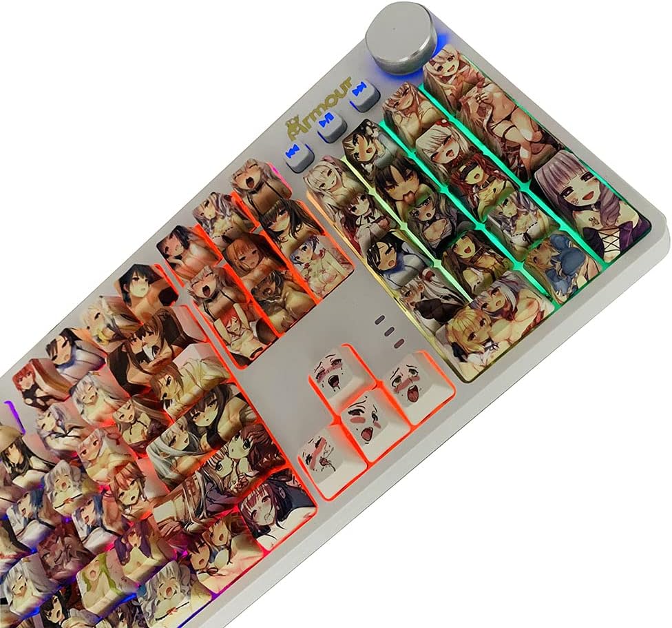 Japanese Anime Keycaps 108 PBT Dye Sublimation Crystalline Character OEM Profile for Cherry Mx Gateron Kailh Switch Mechanical Keyboard(Colorful keycaps)