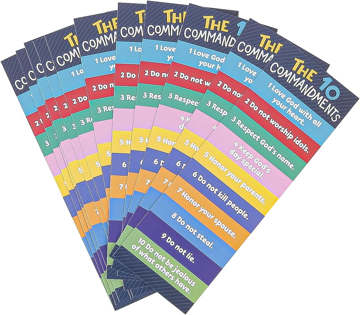 Set of 25 Ten Commandments Bookmarks for Kids | Easy-to-Understand Messages | Perfect for Children's Ministry & Sunday School