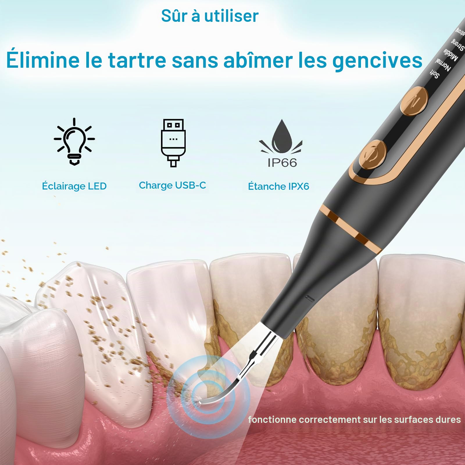 Detartreur Dentaire Ultrason pour Chien et Chat, pour Detartrage Dentaire | Anti Tartre Chien 5 Modes, Detartreur Dentaire pour Nettoyage les Résidus Alimentaires et Adoucit les Dentaire Taches