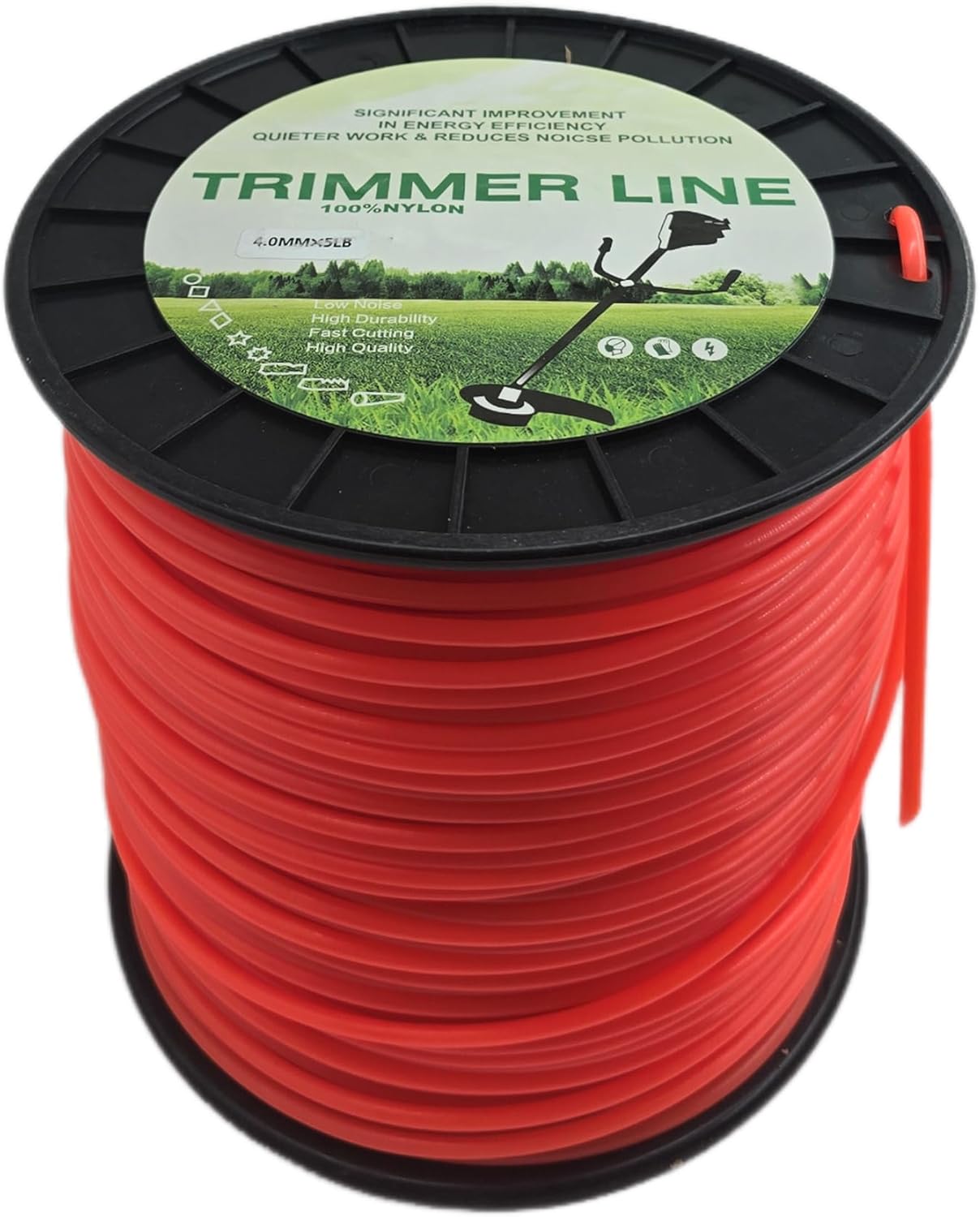 .155" Orange Weed Eater String 100% Nylon Heavy-Duty Trimmer Cord 5lb, 1280‘ Length Round Weed Wacker String155 Trimmer Line for Garden & Grass Pruning