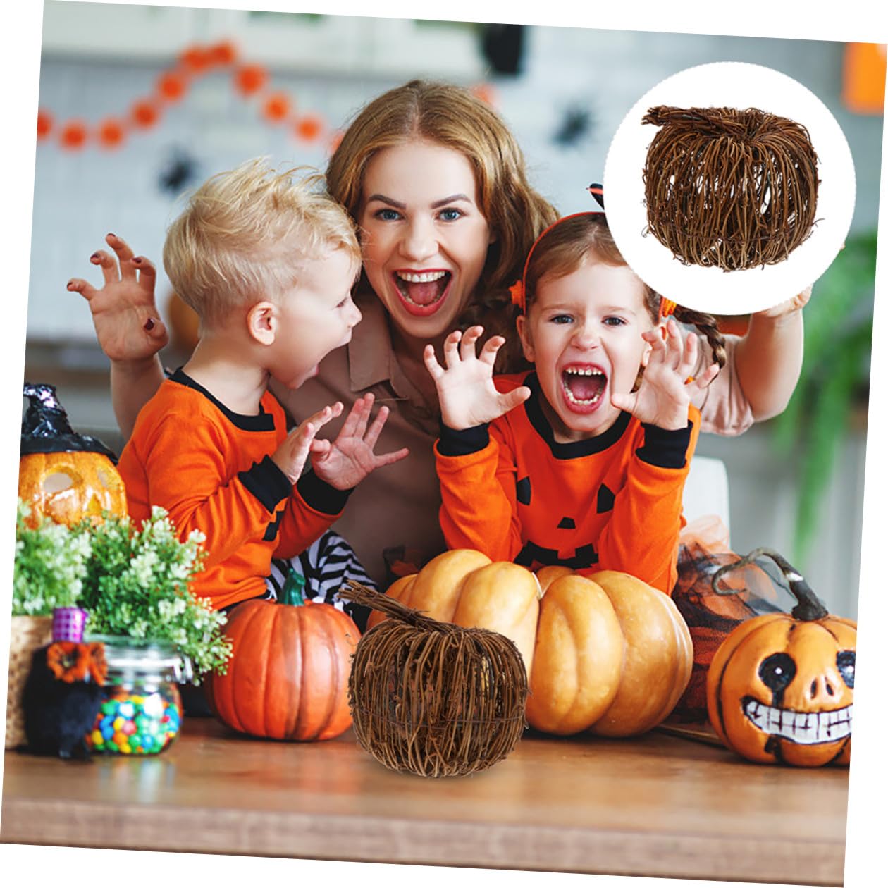 2stücke Rattandekor Herbstkürbis Geflochten Aus Rattan Kleine Dekorative Kürbisse Für Tischdekoration Festlicher Schmuck Für Halloween Und Erntedankfeiern
