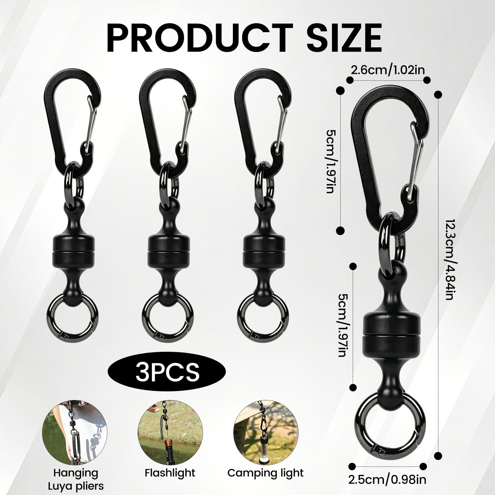 3 Piezas Clip Magnético para Pesca con Mosca, Llavero Magnético de Liberación Rápida, Hebilla Magnética Resistente para Camping, Senderismo, Bolsa, Cinturón y Equipos de Pesca