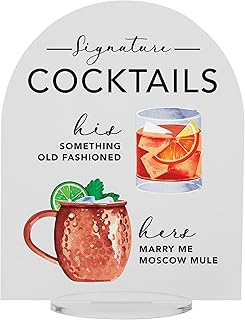 Signature Cocktail Sign | Acrylic Wedding Bar Menu | Bar Menu Sign | Bar...