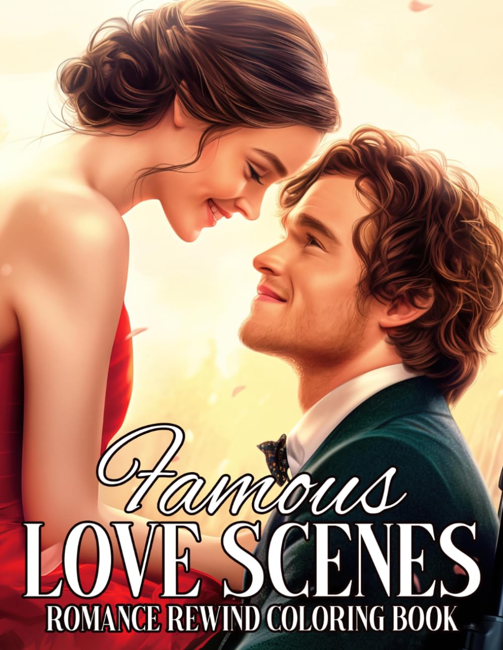 Famous Love Scenes Coloring Book: Romantic Movie Moments Coloring pages featuring Classic Couples and Timeless Story Scenes for Adults seeking Simple Cozy Relaxation
