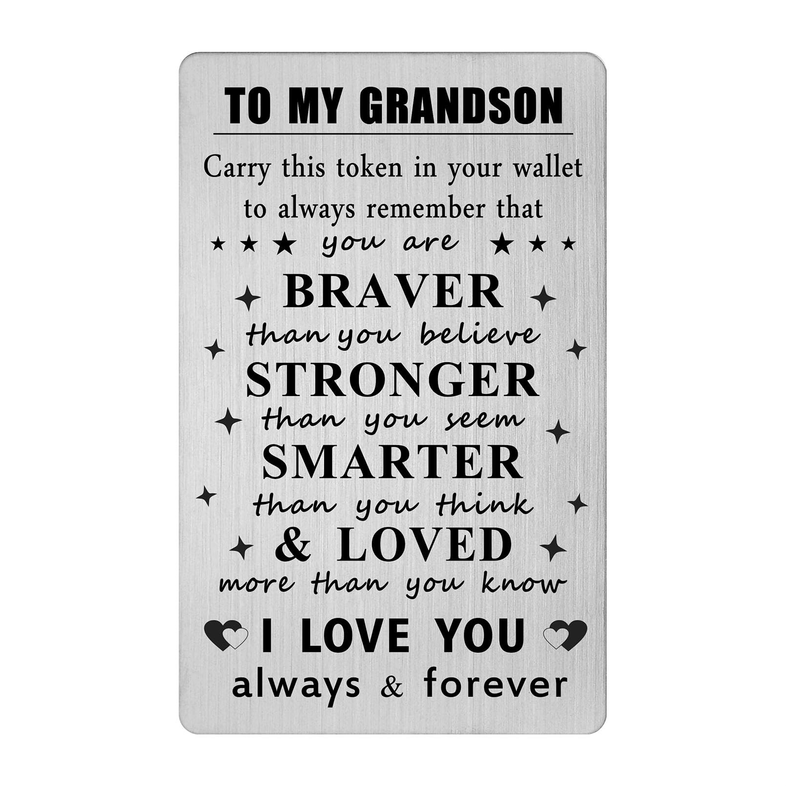 HLQYMZ To My Grandson Gifts from Grandma Grandparents - Grandson Birthday Wallet Card Gifts - Engraved Wallet Insert for Birthday Wedding Fathers Day