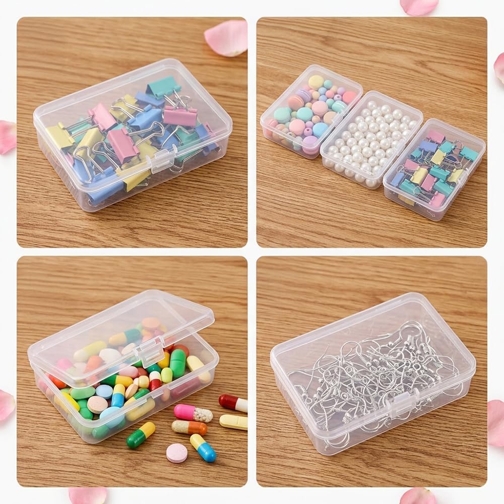 4Pack Mini Plastic Storage Containers Box with Lids, 3.7"x2.5"x1" image 4