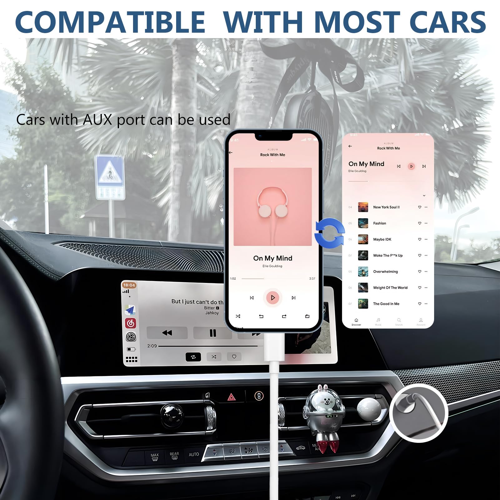 Aux auf USB C, USB C auf 3,5 mm Audio-AUX-Klinkenkabel, 1 m, AUX-Kabel für iPhone, Typ C auf AUX-Kopfhörer-Stecker, Auto-AUX-Kabel, kompatibel mit iPhone 15/15 Pro Max, Samsung Galaxy S23, S22, Note