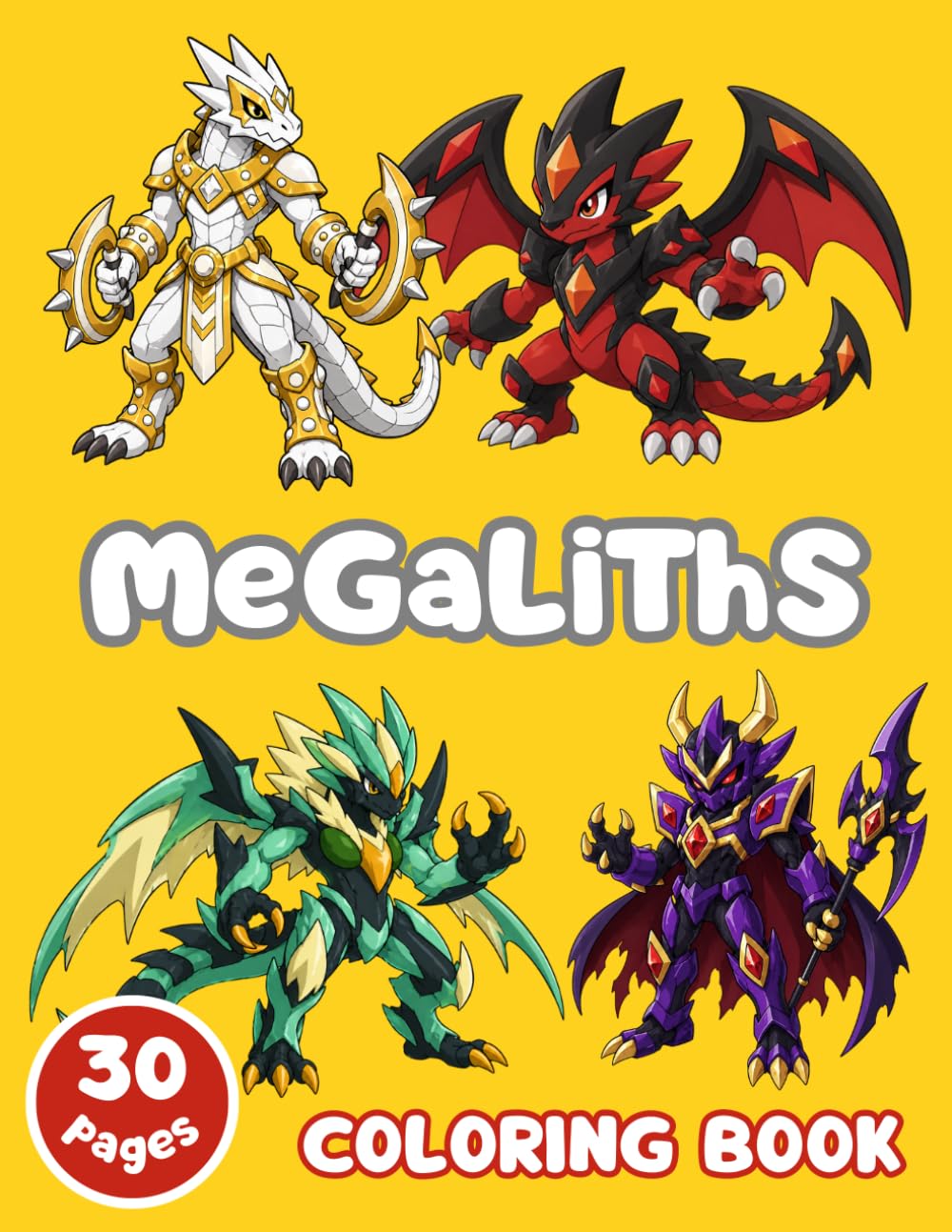 Epic Battle Creatures Coloring Book for Boys 8–12: Dragons, Monsters & Fantasy Warriors (Megaliths Series)