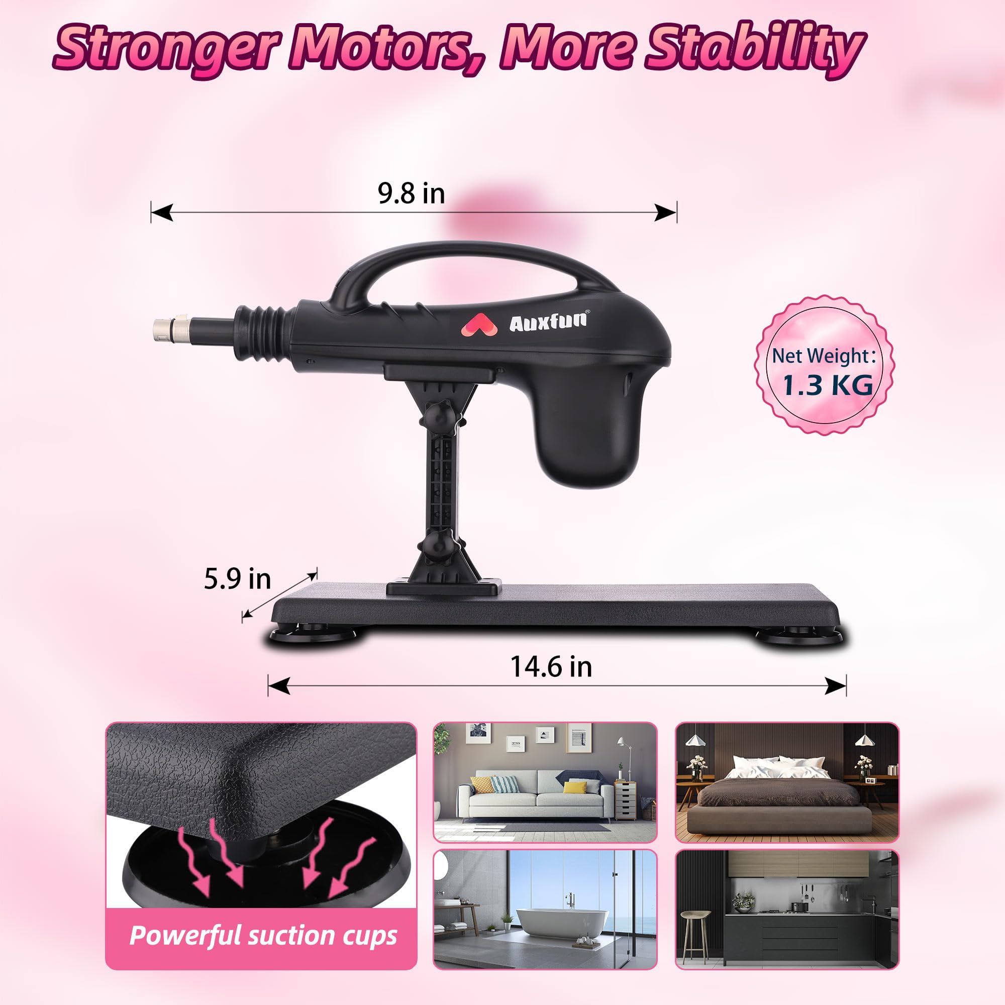 Sex Machine Dildo Machine for Women,Fuck Machine with Powerful Suction Cups,Thrusting Machine with 3Xlr Connector,Thrusting Machine with 8 Attachments Sex Toys: Big Black