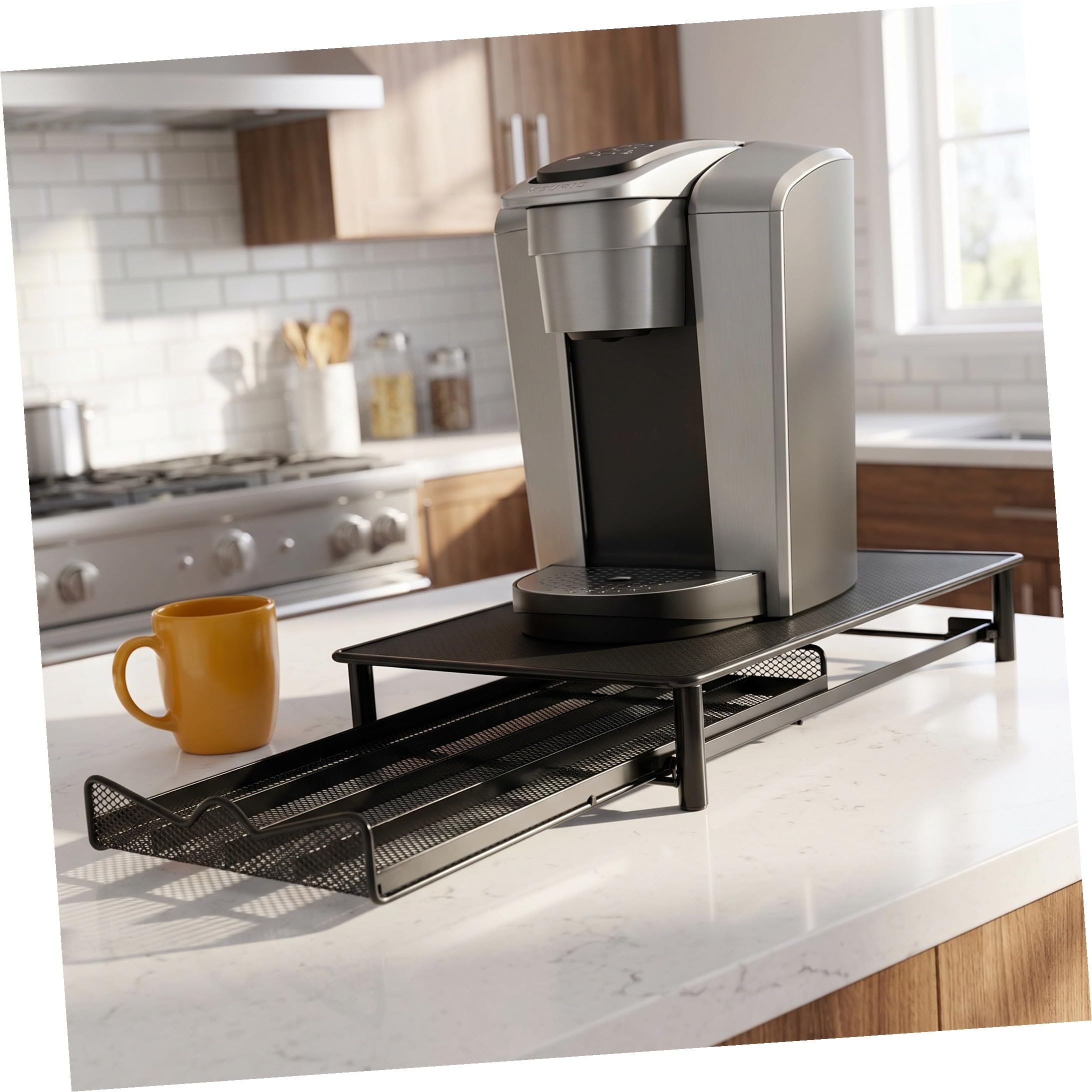 Artibetter Caja de Almacenamiento Adecuado para Cocina o Escritorio Diseño Portátil y de Hierro con 4 Compartimentos y Capacidad para 40 Cápsulas para Cápsulas de Café
