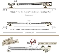 Vista 4 de Sliding Pocket Door Soft Close Hanger Fit Johnson Part #1060 Replacement Kit, 1" Nylon Ball Bearing Wheels, 200lbs Weight Capacity, Single Direction
