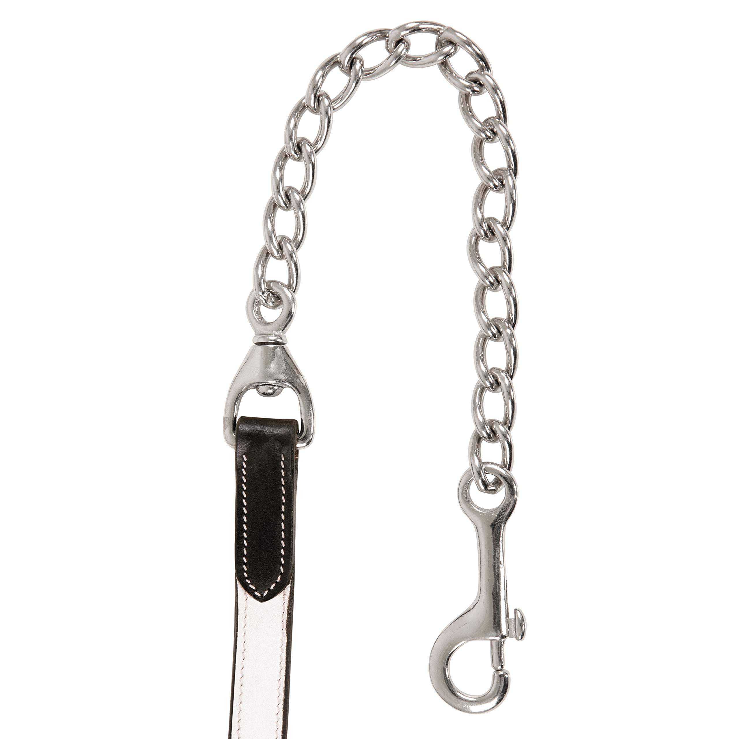 Exion Leather - Cabestro blanco acolchado suave y correa de cuero con cadena | Cabestro de cuero acolchado ajustable con broche | Corona acolchada | Cuero negro/marrón habana | caballo/mazorca/sangre