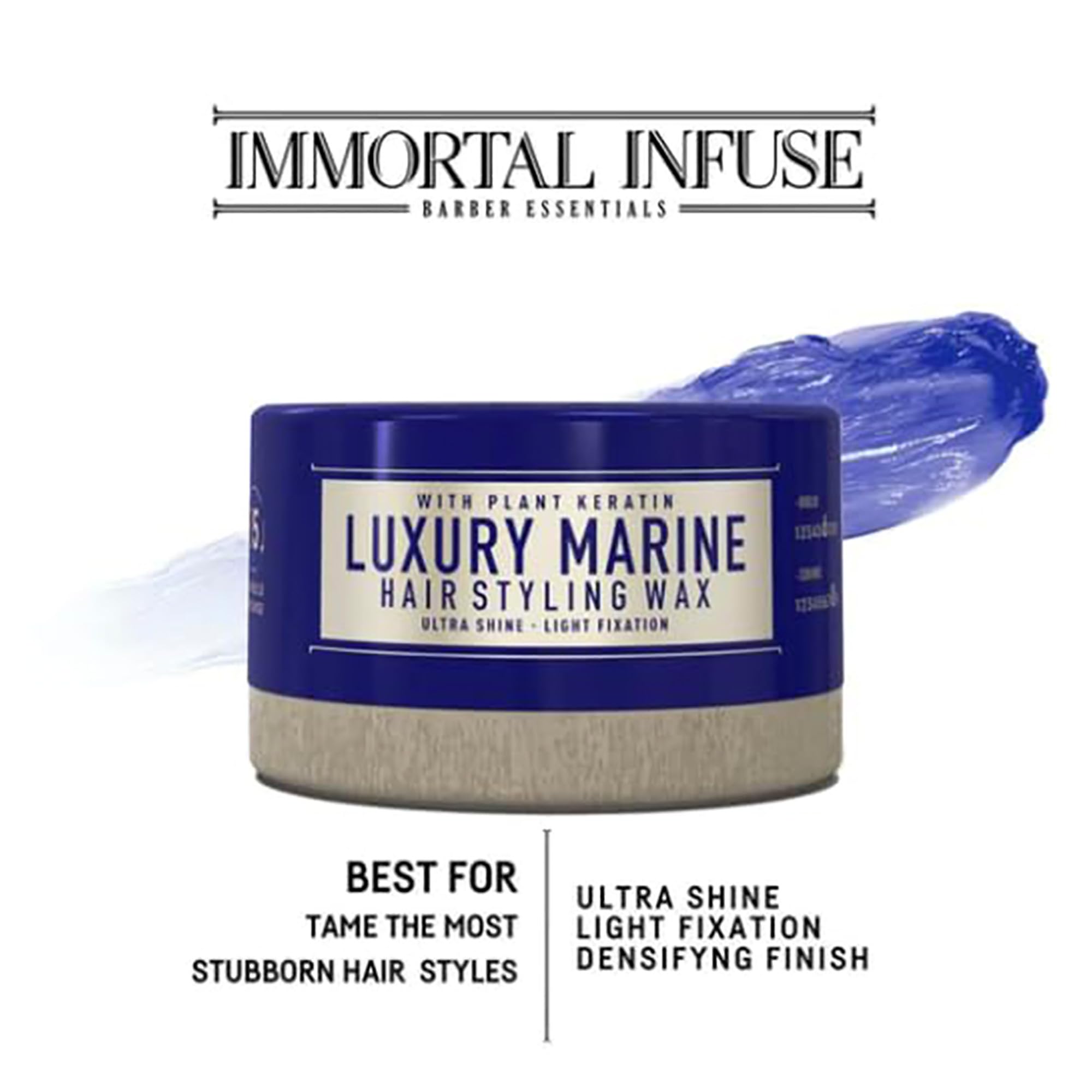 Immortal NYC Hair Waxes for Men - ''Luxury Marine'' Hair Styling Wax-Shine/Strong Hold - With Plant Keratine