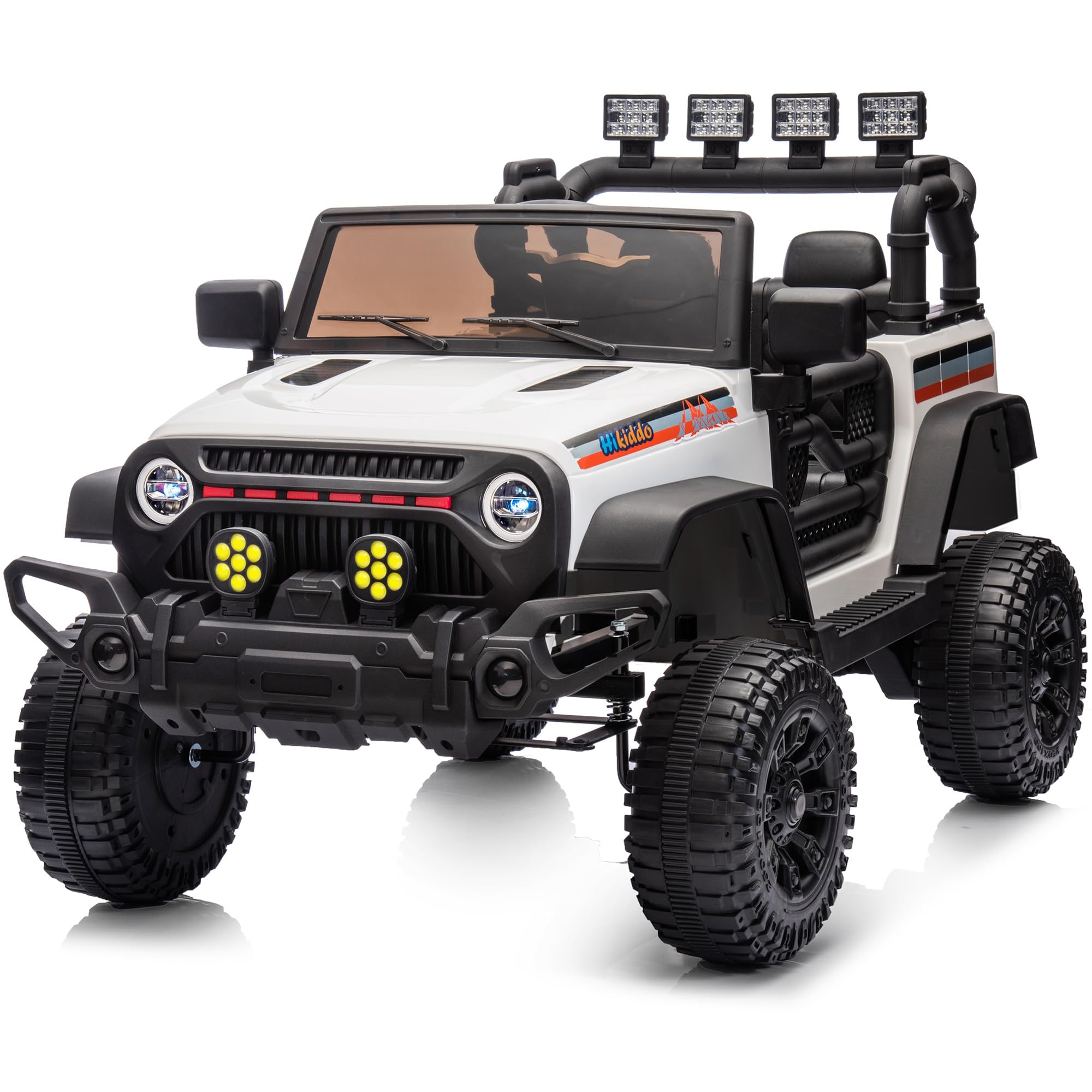 Hikiddo Electric Car for Kids 3-5, 12V Ride on Car with Remote Control, White, 24V