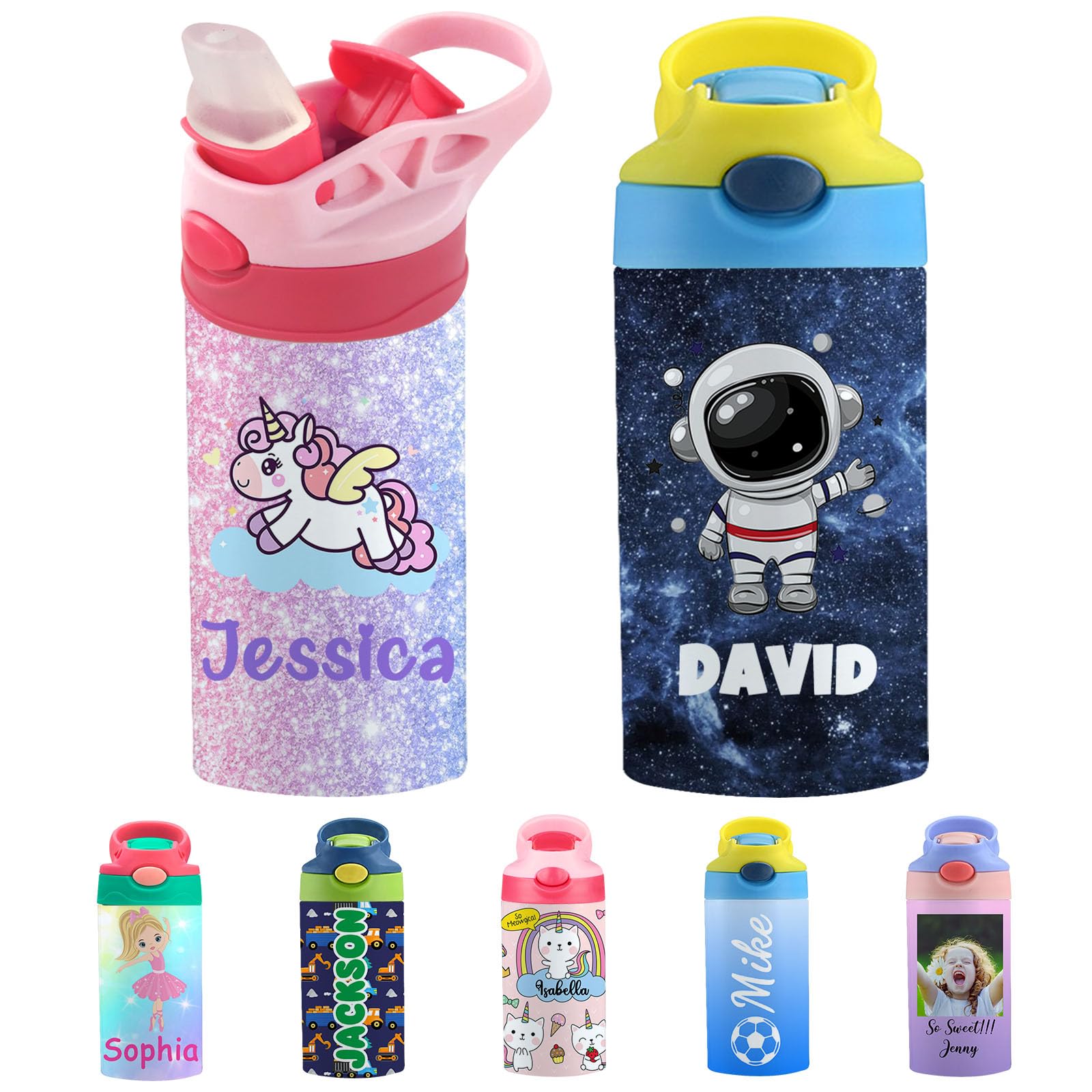 Personalized Water Bottles for Kids Custom Name Insulated Water Bottle with Straw Lid Customized Stainless Steel Water Bottle