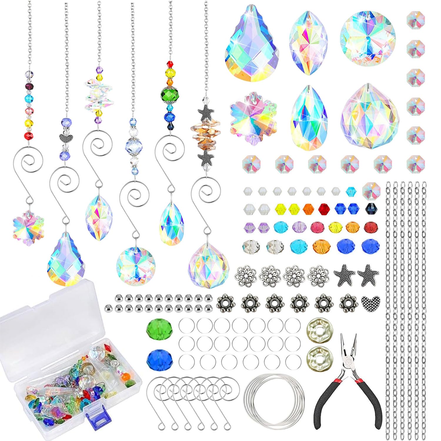 Kit Attrape-Soleil Annickee - 166 Pièces Cristal, DIY Déco Jardin Ou Fenêtre - Effet Arc-en-Ciel