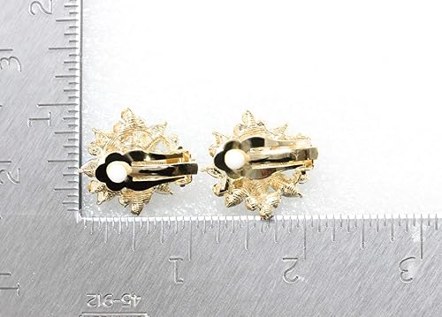 Miniatura 4 de Faship Pendientes de clip floral con diamantes de imitación de cristal