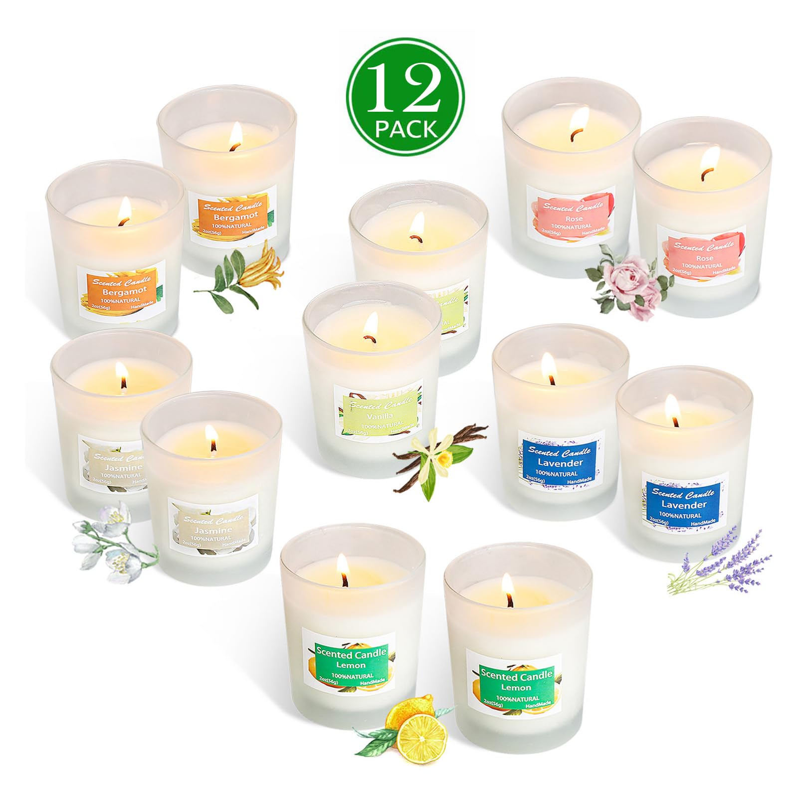 Set regalo profumato di compleanno per la casa, aromaterapie profumate a lunga durata, cere di soia con candela, 12 pezzi, set regalo profumato per aromaterapia da donna