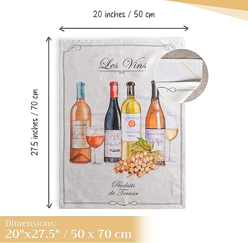 Miniatura 4 de Maison d' Hermine - Juego de 3 paños de cocina 100% de algodón, de secado rápido, para restaurante, comedor, cocina, fiestas y té, modelo Terroir,