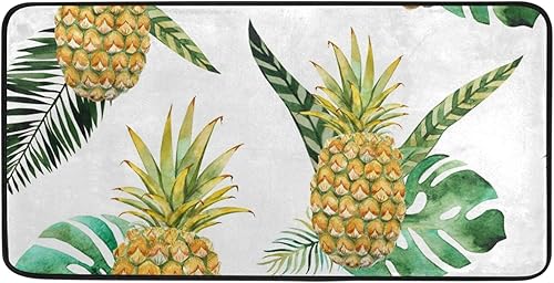 Miniatura 3 de Tapete de cocina de 39 x 20 pulgadas, con frutas tropicales, piña, suave, tapete de baño, antideslizante, para decoración del hogar
