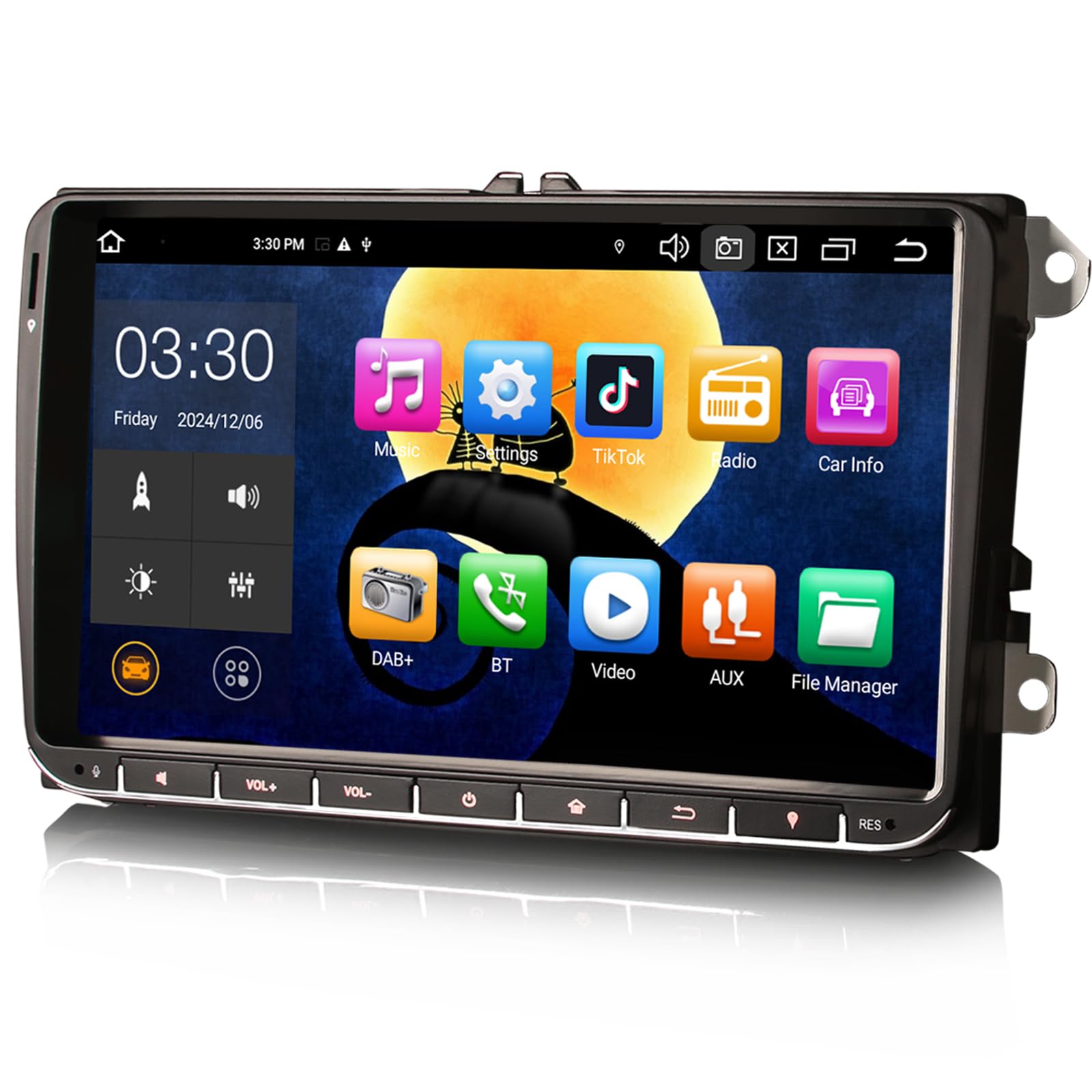 Erisin 4GB+64GB 8-Core 9 Pulgadas Android 14 GPS Navegación Coche Estéreo de Automóvil para VW Amarok Crafter Caddy Polo ŠKODA Yeti Transporter T6 Soporte CarPlay Android Auto Dab+ Bluetooth 5.0 WiFi