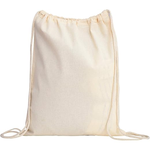 Cotton Drawstring Backpack Gym Sack