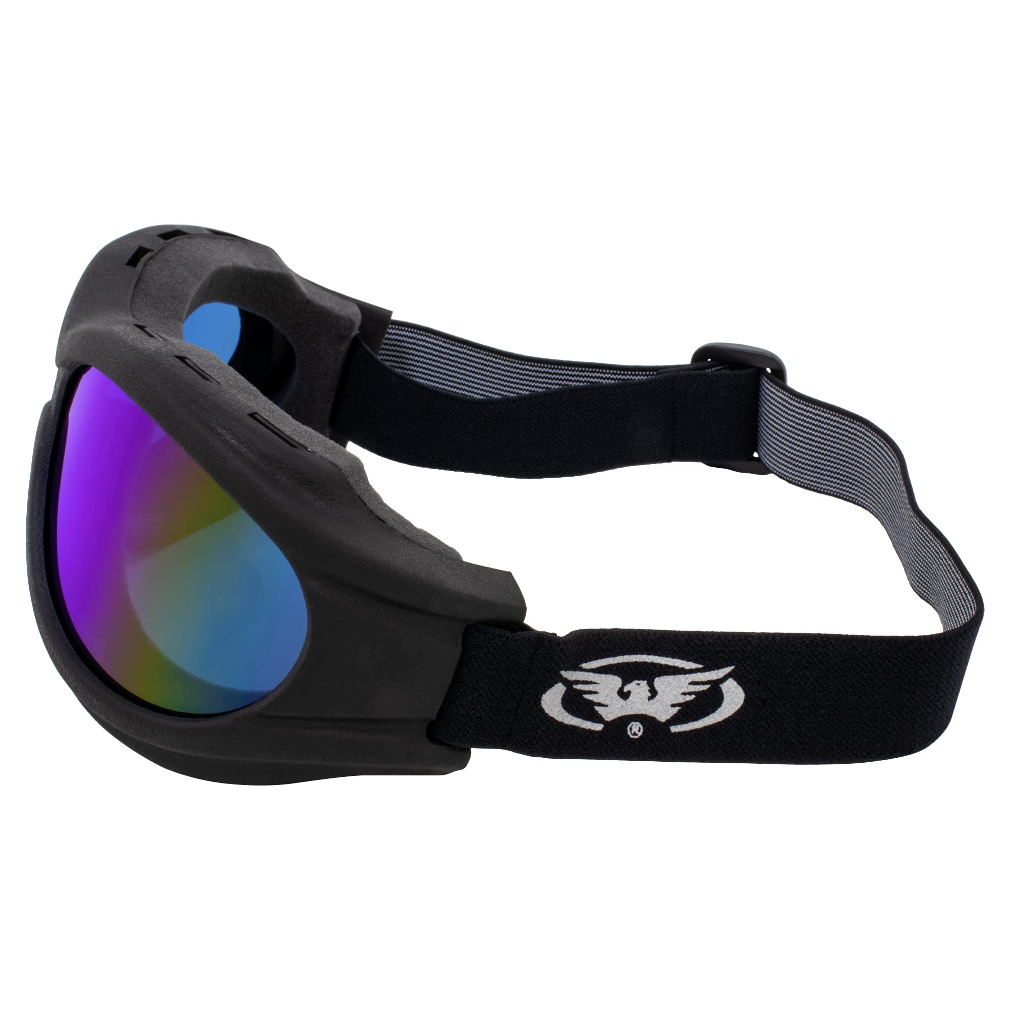 Global Vision Big Ben Lot de 3 paires de lunettes de protection anti-buée pour moto avec monture noire et verres miroir transparents fumés et bleus