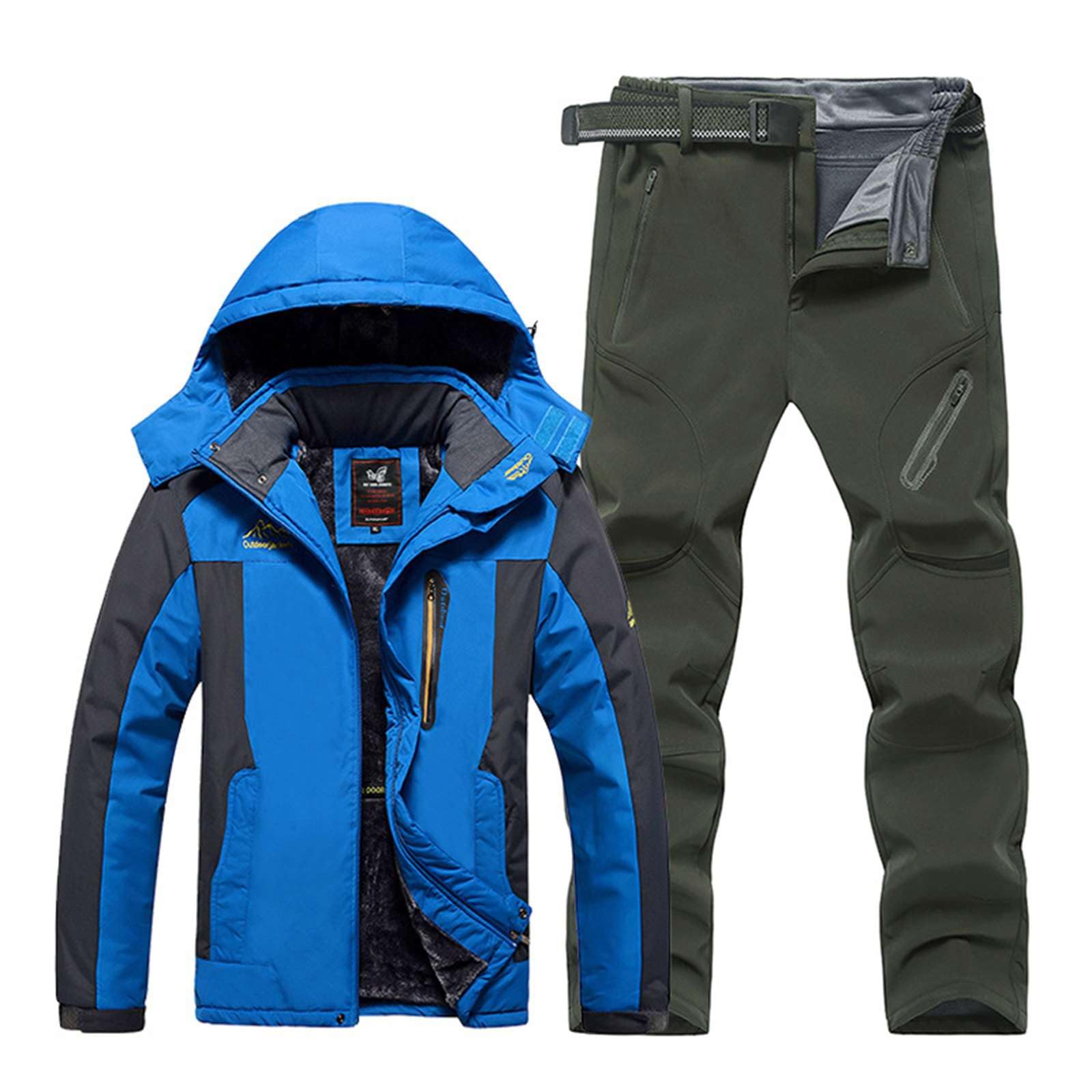 Skianzug Herren 2 Teiler Wasserdichter Schneeanzug für Männer Ski Anzug Set Winter Warm Skibekleidung Ausrüstung Snowsuit Teilig Teile Thermo Skijacke Hose Winddicht Outdoor Snowboard Alpin Gefüttert