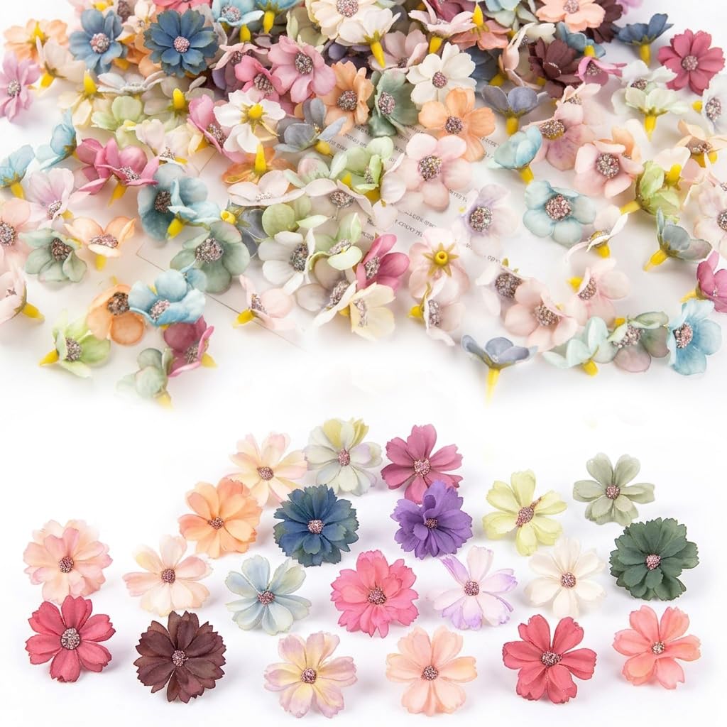 HASTHIP® 70Pcs Mixed Color Fabric Flower Ornaments, DIY Decorative Craft Flower Embellishments Colorful Artificial Fabric Floral Appliques for Scrapbooking, Hair Accessories, Gift Wrapping, Home Decor-image-36