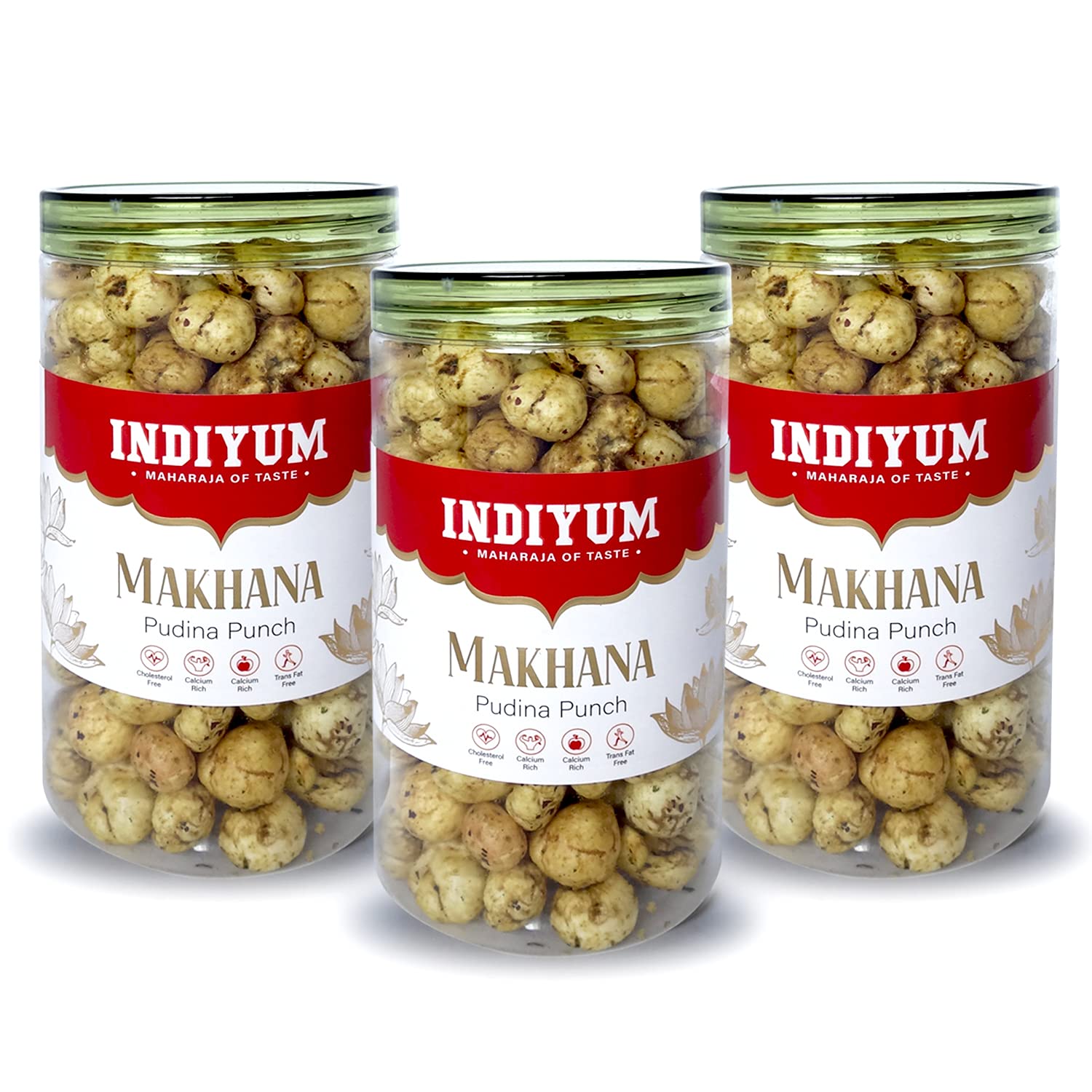 Indiyum Roasted Makhana Pudina Punch Foxnut Snacks Jar 90g Pack Of 3-image-11