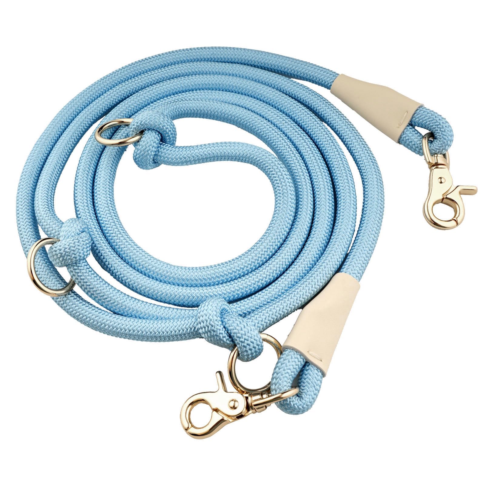 Guinzaglio per cani in corda di nylon da 2,6 m, per correre cani di taglia piccola, media e grande, guinzaglio in vita per passeggiate con il cane, guinzaglio regolabile a tracolla (blu, 2,6 m x 10 mm