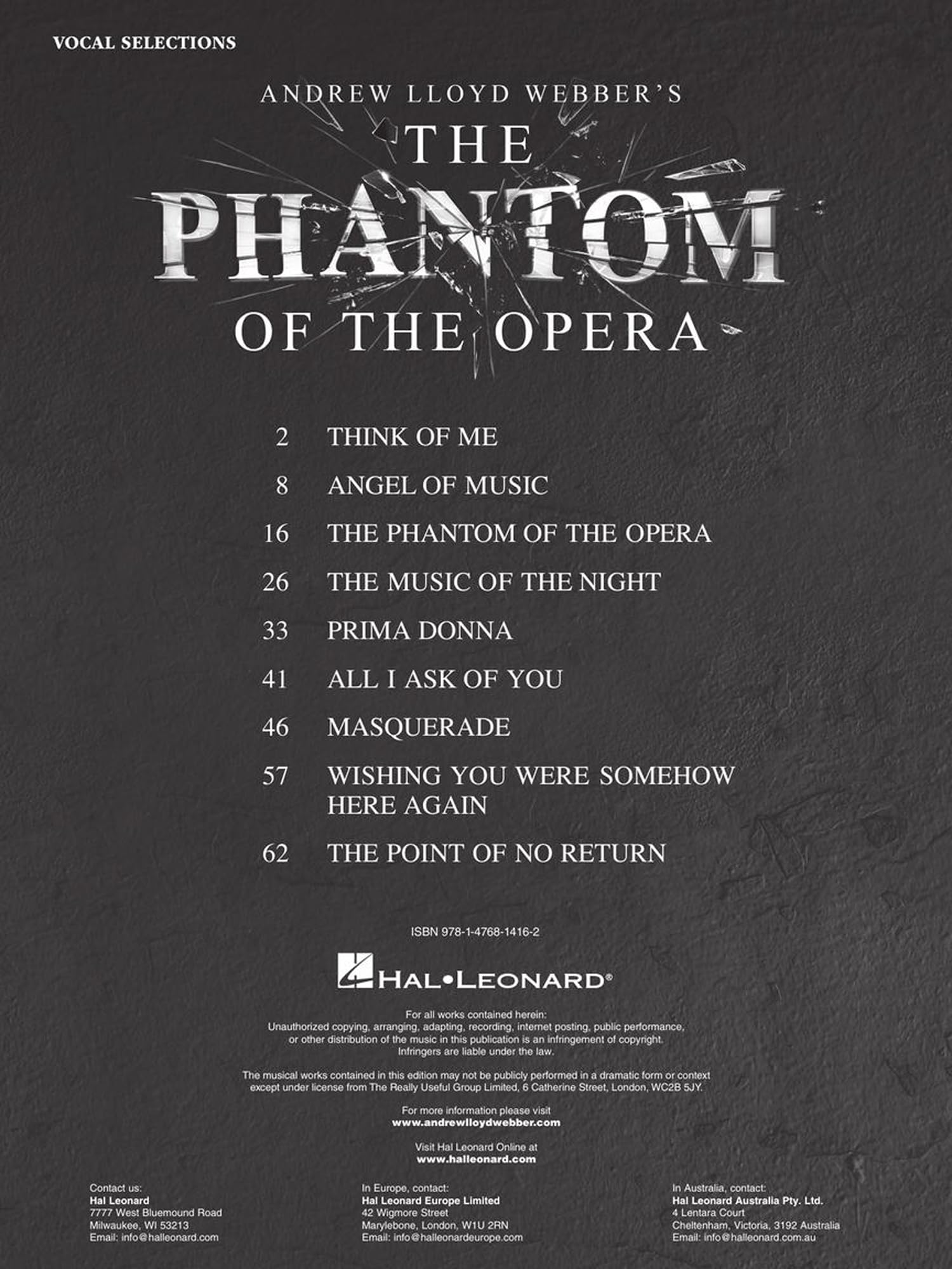 The Phantom of the Opera: Vocal Line with Piano Accompaniment