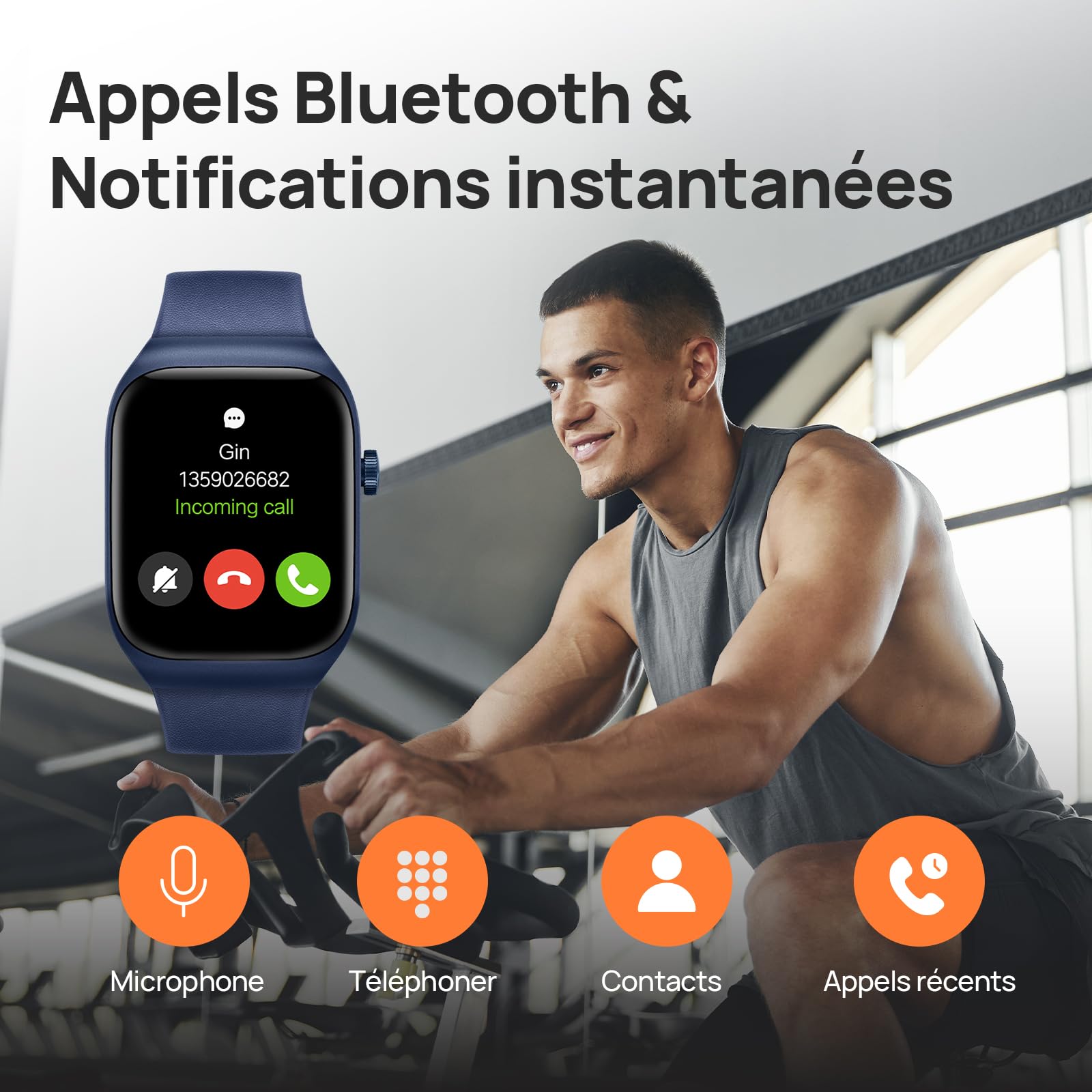 Mibro T2 Montre Connectée Homme Femme, AMOLED 1,75", 8 Jours, GPS Précis | Appels Bluetooth, avec Suivi Cardio Féquencemètre/Sommeil/SpO2, Bracelet Cuir Élégant, pour iPhone Android Samsung