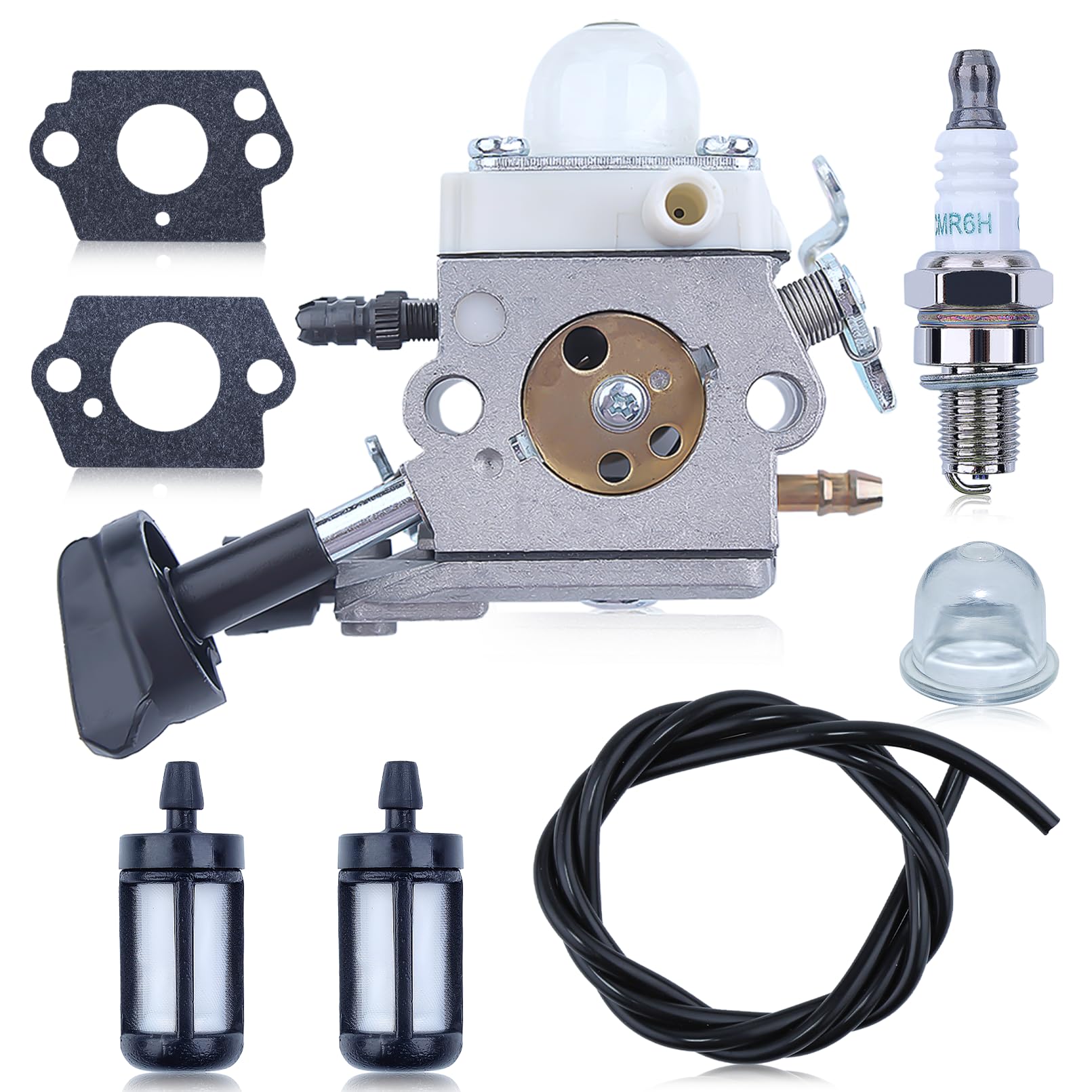 Carburateur pour STIHL BG86 BG86 C BG56 SH86 Souffleur, ADEFOL Carburateur avec Joint + Filtre Essence + Tuyau Essence + Bougie Allumage Pièces de Rechange Carburetor Accessoire