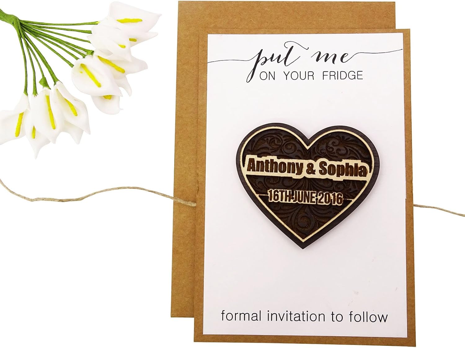 Personalized Wedding Save The Date Cards 50 Rustic Engraved Wood Magnets with Envelopes Wedding Announcements