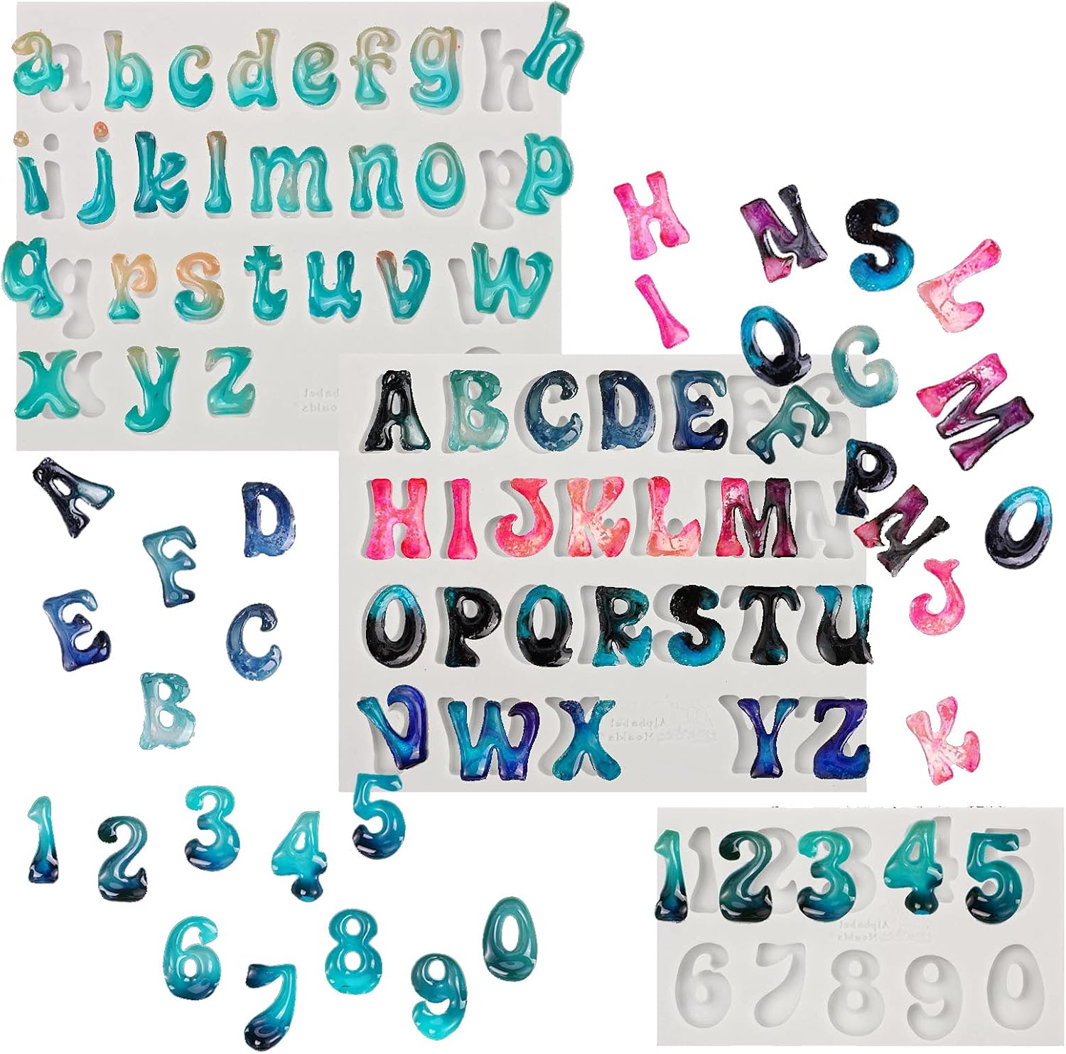 2er Set Silikonformen Alphabet & Zahlen - A-Z & 0-9 Für Backen & Deko