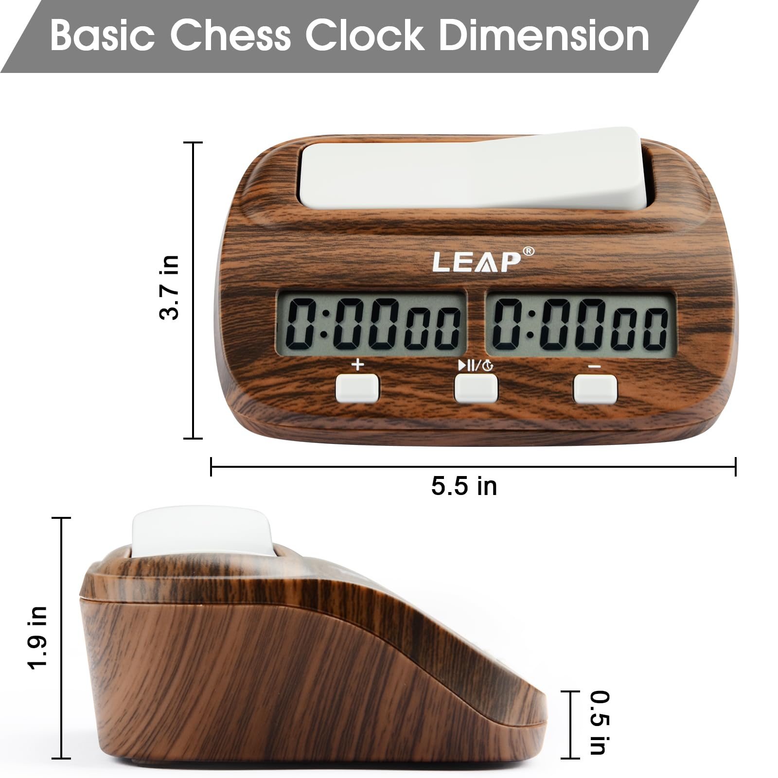 Reloj de ajedrez Digital con retardo de bonificación, Temporizador portátil con Funciones de Torneo y Tiempo de bonificación, Temporizador Profesional para Juegos de Mesa